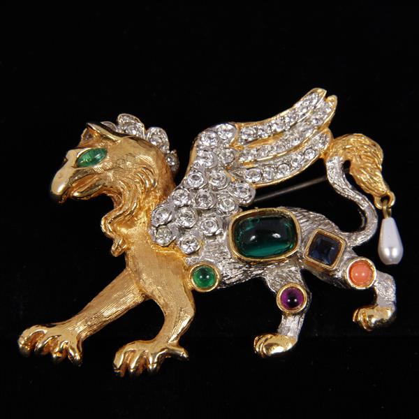 Appraisal: Kenneth Lane KJL Jeweled Griffin Brooch Pin H