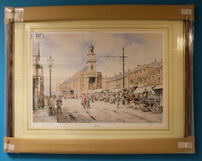 Appraisal: A signed framed print of The Stones Market Newcastle Under