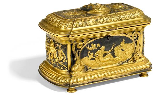 Appraisal: A Napoleon III gilt and patinated bronze table box third