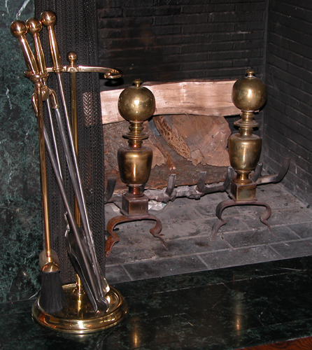 Appraisal: Pair of Cannonball Brass Andirons with Vase Turned Center Supports