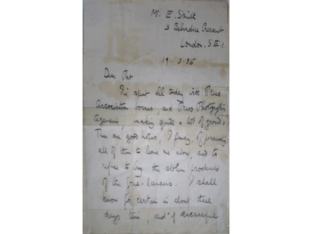 Appraisal: T E LAWRENCE A LETTER dated with a post-script Romsey