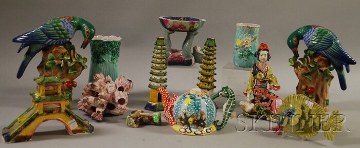 Appraisal: Approximately Thirty-nine Pieces of Assorted Majolica Tableware Asian Ceramics and