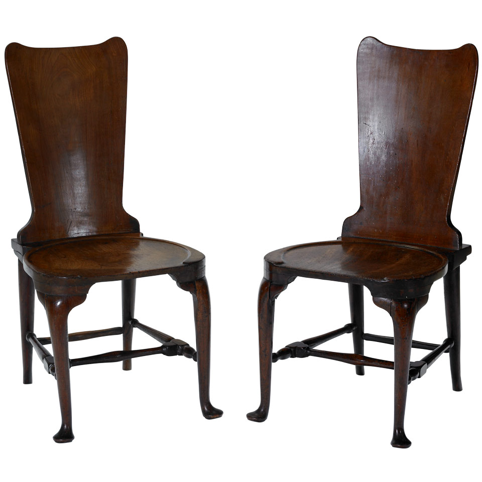 Appraisal: Pair of Mahogany Hall Chairs mid th century height cm