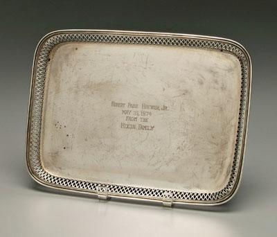 Appraisal: Buccellati sterling tray rounded rectangle with openwork border marks for