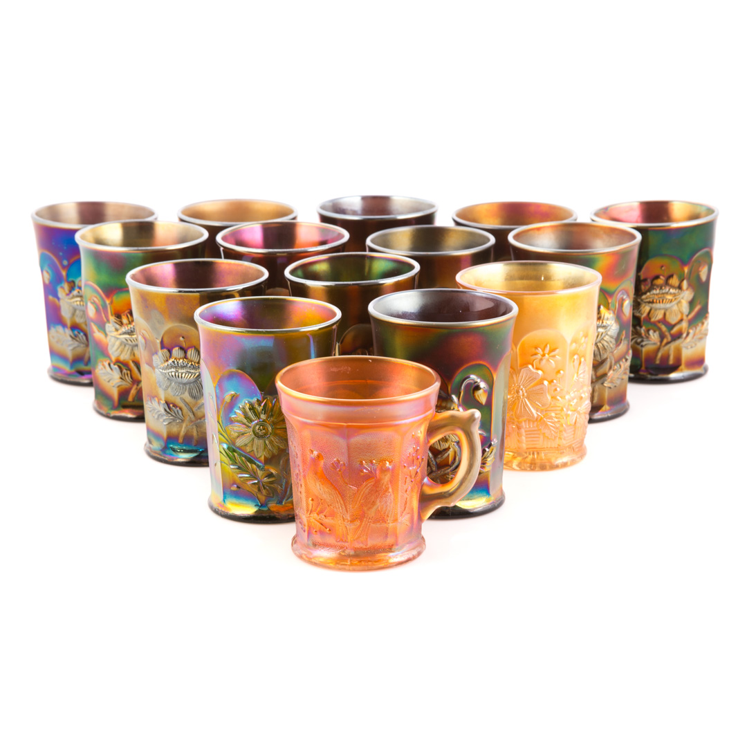 Appraisal: Northwood iridescent glass tumblers first quarter- th century various patterns