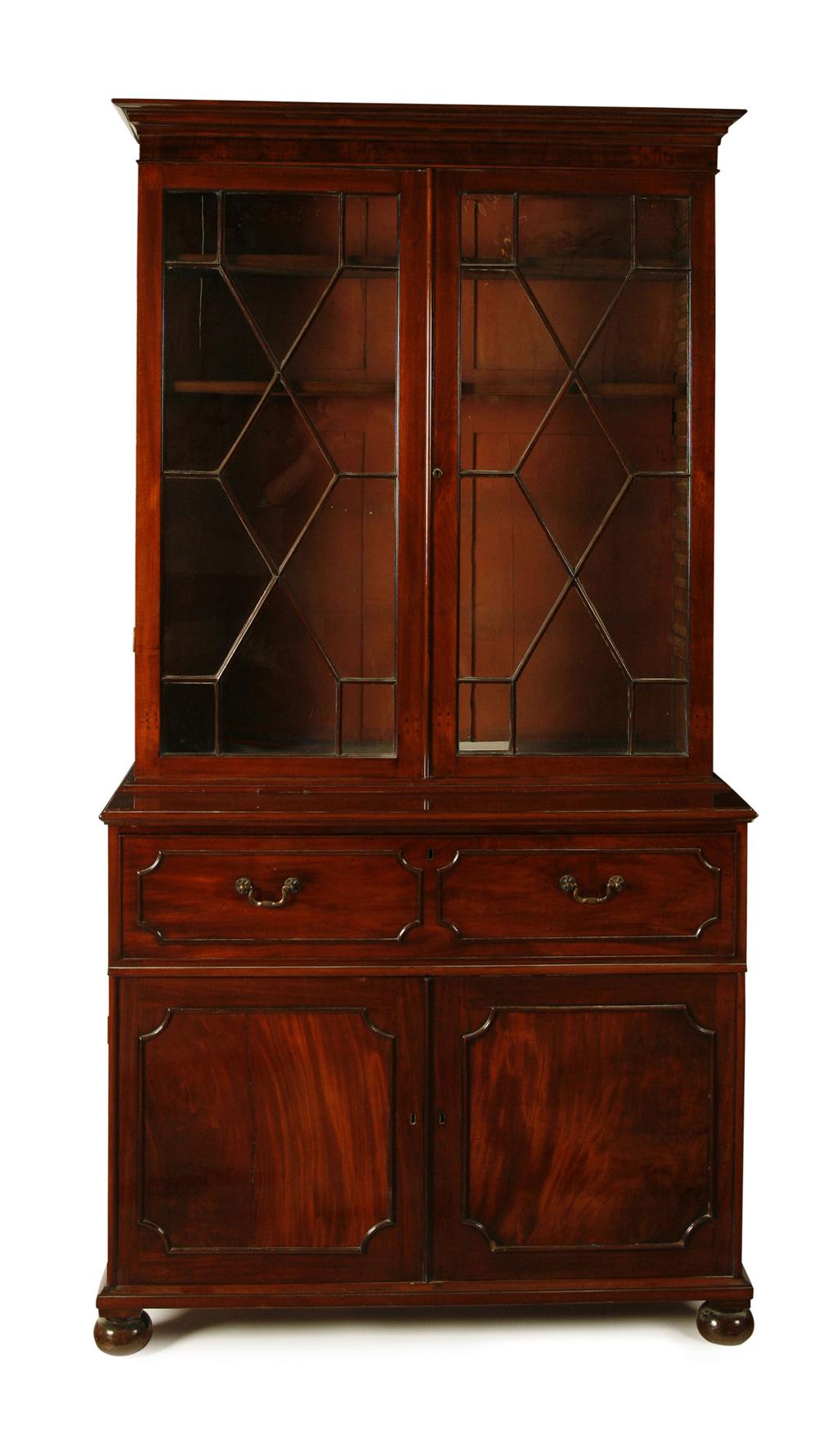 Appraisal: VICTORIAN MAHOGANY SECRETAIRE BOOKCASE MID TH CENTURY the moulded cornice