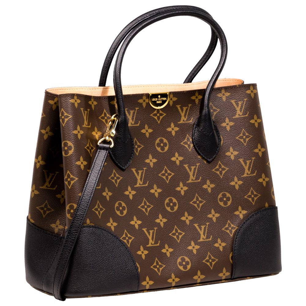 Appraisal: LOUIS VUITTON FLANDRIN HANDBAGMonogram coated canvas having black leather trim