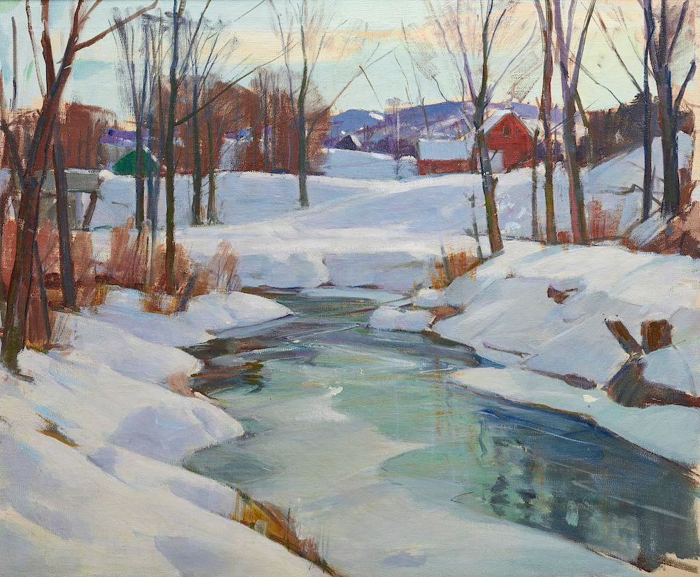 Appraisal: CARL PETERS American - Winter Stream CARL PETERS American -