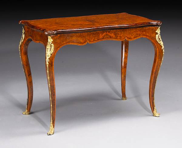 Appraisal: A Victorian gilt bronze mounted burl walnut games table second