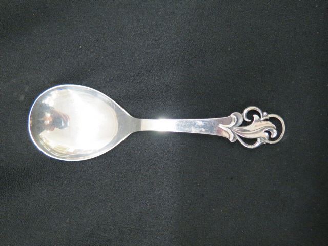 Appraisal: Danish Sterling Silver Berry Spoon deco floral excellent grams