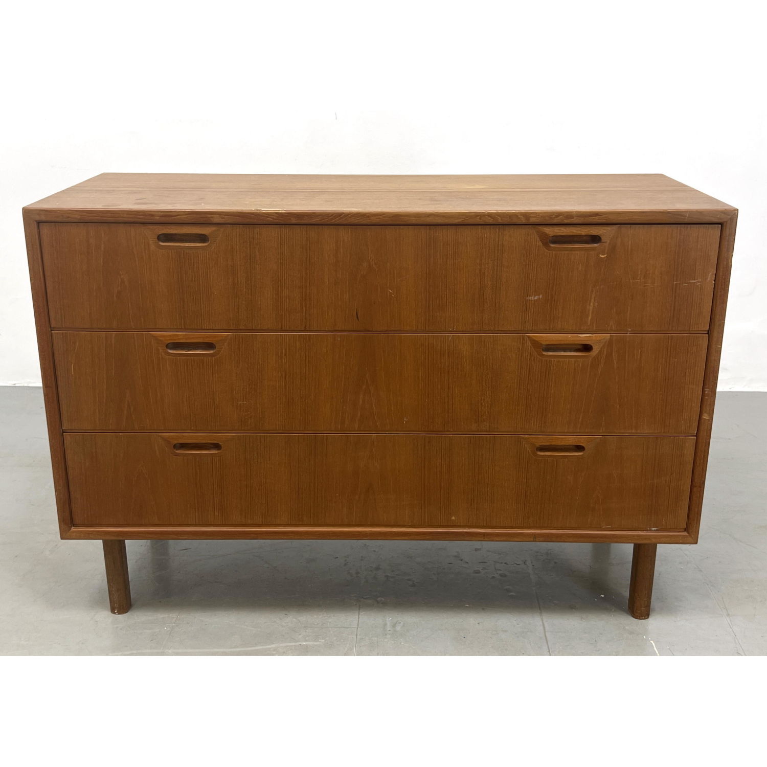 Appraisal: Danish Modern Drawer Chest Dresser Recessed wood pulls Dimensions H