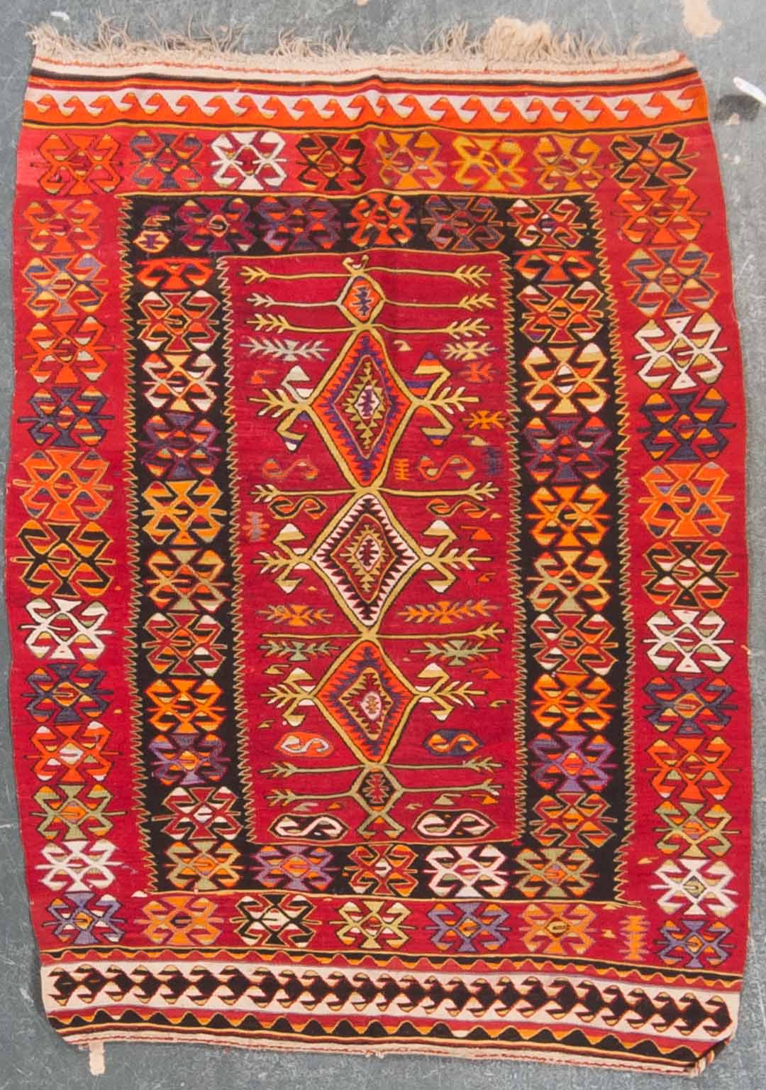 Appraisal: Semi-antique Turkish Kelim rug approx x Turkey circa