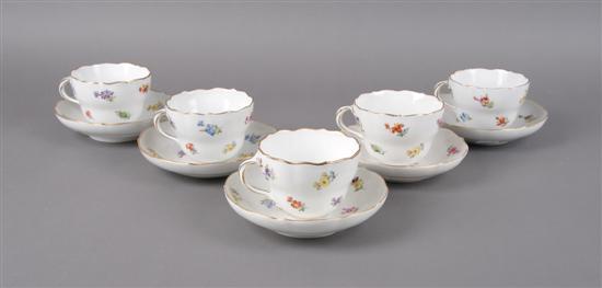 Appraisal: An Assembled Set of Five Meissen Cups and Saucers Height