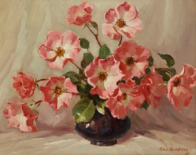 Appraisal: Max Middleton born Still Life With Briar Roses oil on