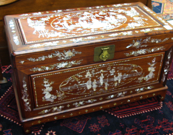 Appraisal: INLAID ROSEWOOD BLANKET CHEST Chinese th century The exterior of