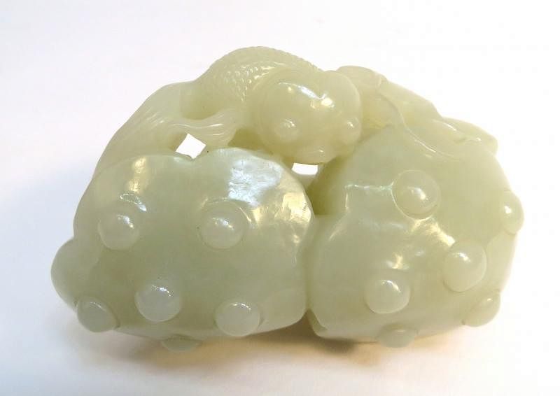 Appraisal: White Jade Carving White Jade Carving Description A lotus root