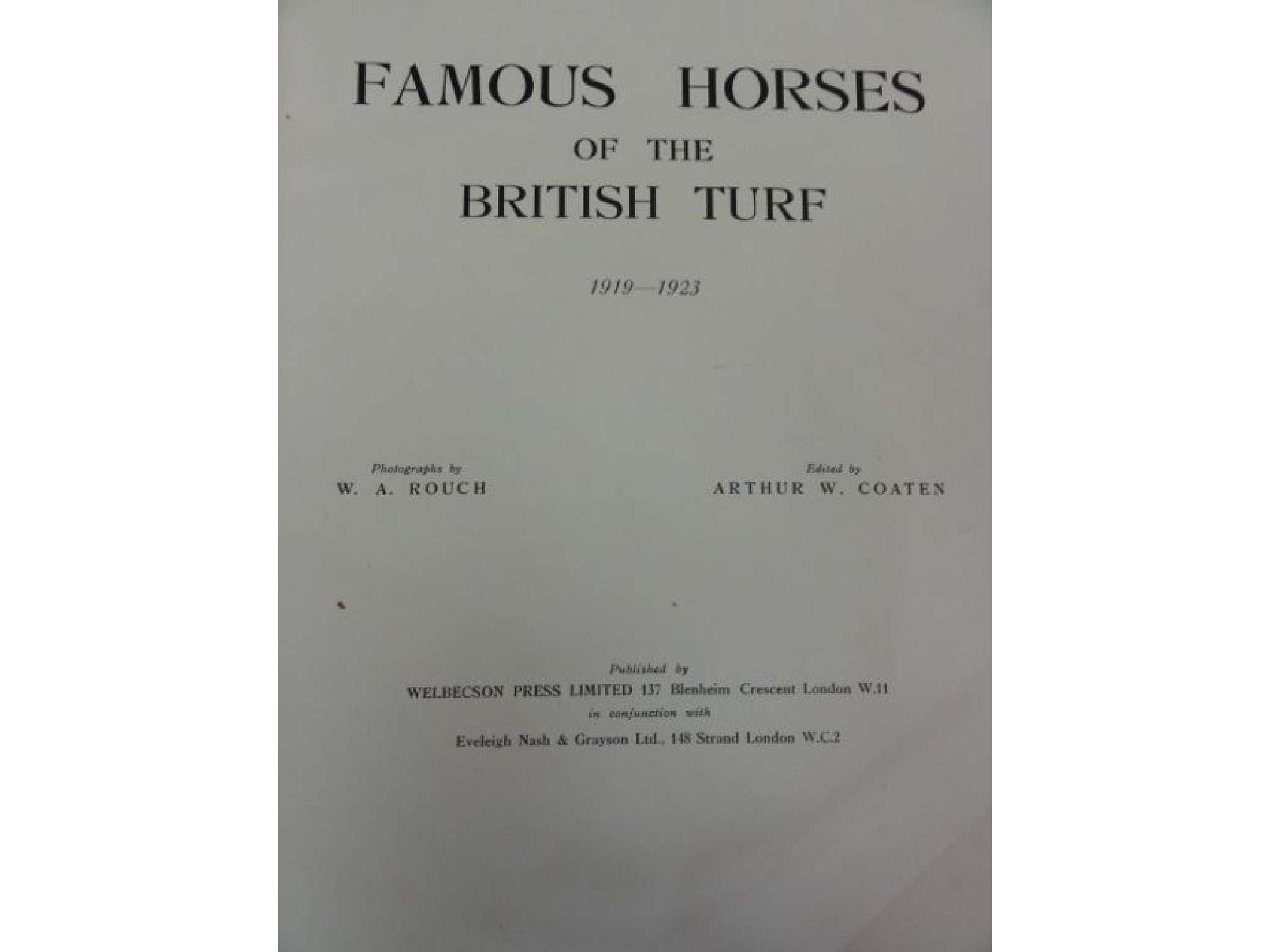 Appraisal: Famous Horses of the British Turf covering the period -