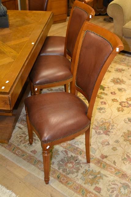 Appraisal: X FRENCH STYLE LEATHER BOUND HIGH BACK DINING CHAIRS X