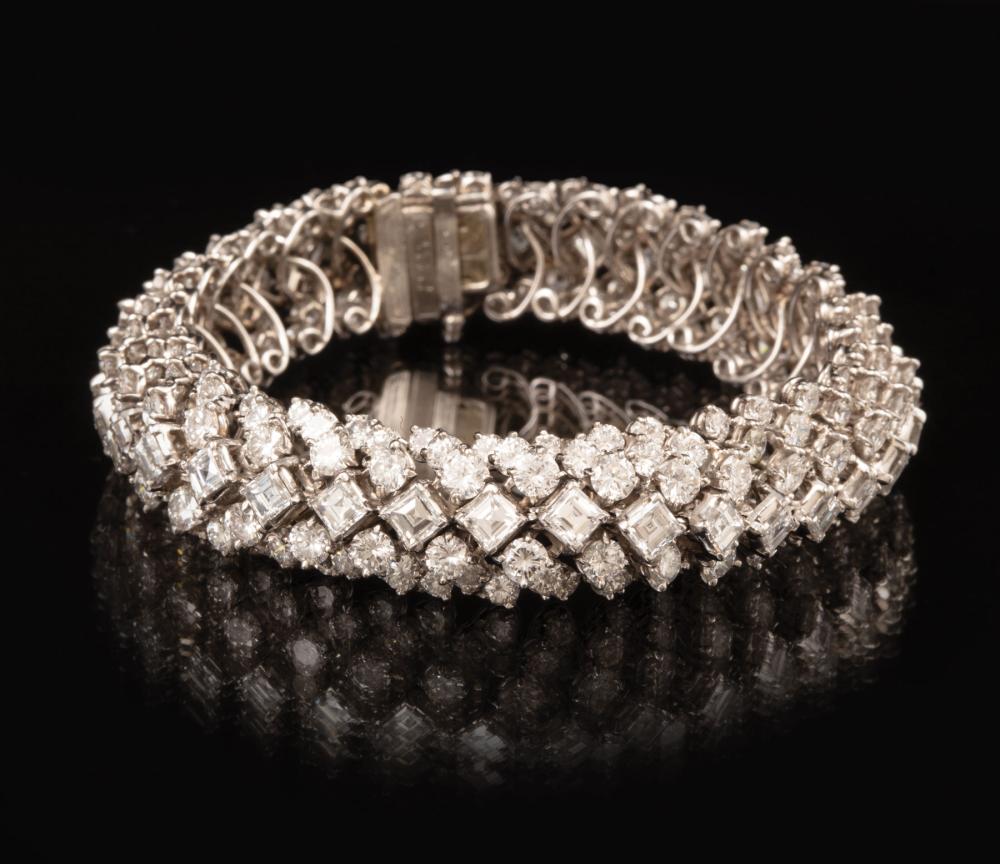 Appraisal: Oscar Heyman Brothers Platinum and Diamond Bracelet comprised of square