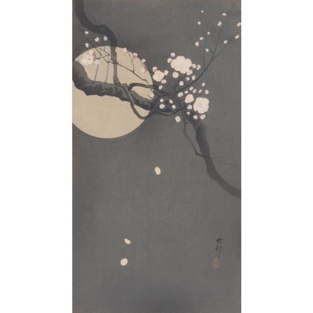 Appraisal: SUZUKI KASON JAPAN - CHERRY BLOSSOM IN MOONLIGHT COLOR WOODBLOCK