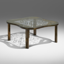 Appraisal: Philip and Kelvin LaVerne RARE VIOLA COFFEE TABLE USA acid-etched