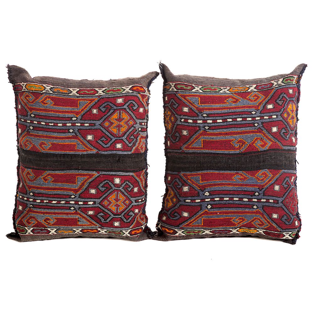 Appraisal: Pr of Turkish Soumak Kilim Pillows x in each hand