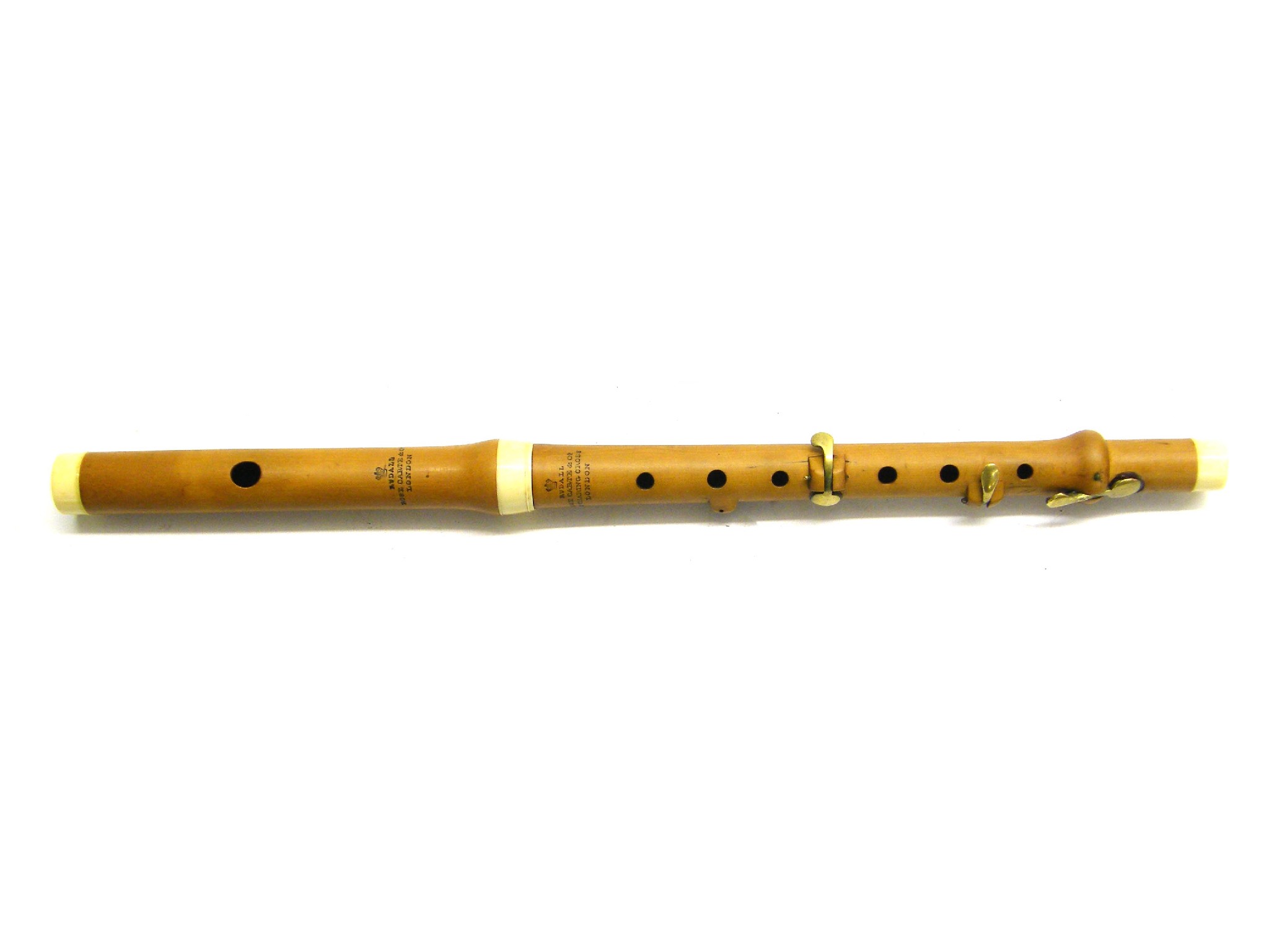 Appraisal: English boxwood and ivory four keyed flute one key removed