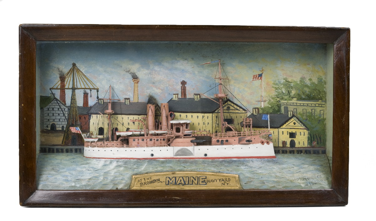 Appraisal: FRAMED DIORAMA OF THE U S BATTLESHIP MAINE AT THE