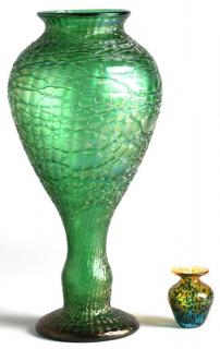 Appraisal: Art Glass Vases Including Bohemian Glass The larger in the