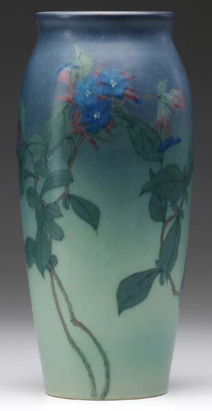 Appraisal: ROOKWOOD Vellum fine vase painted by Lenore Asbury with blue