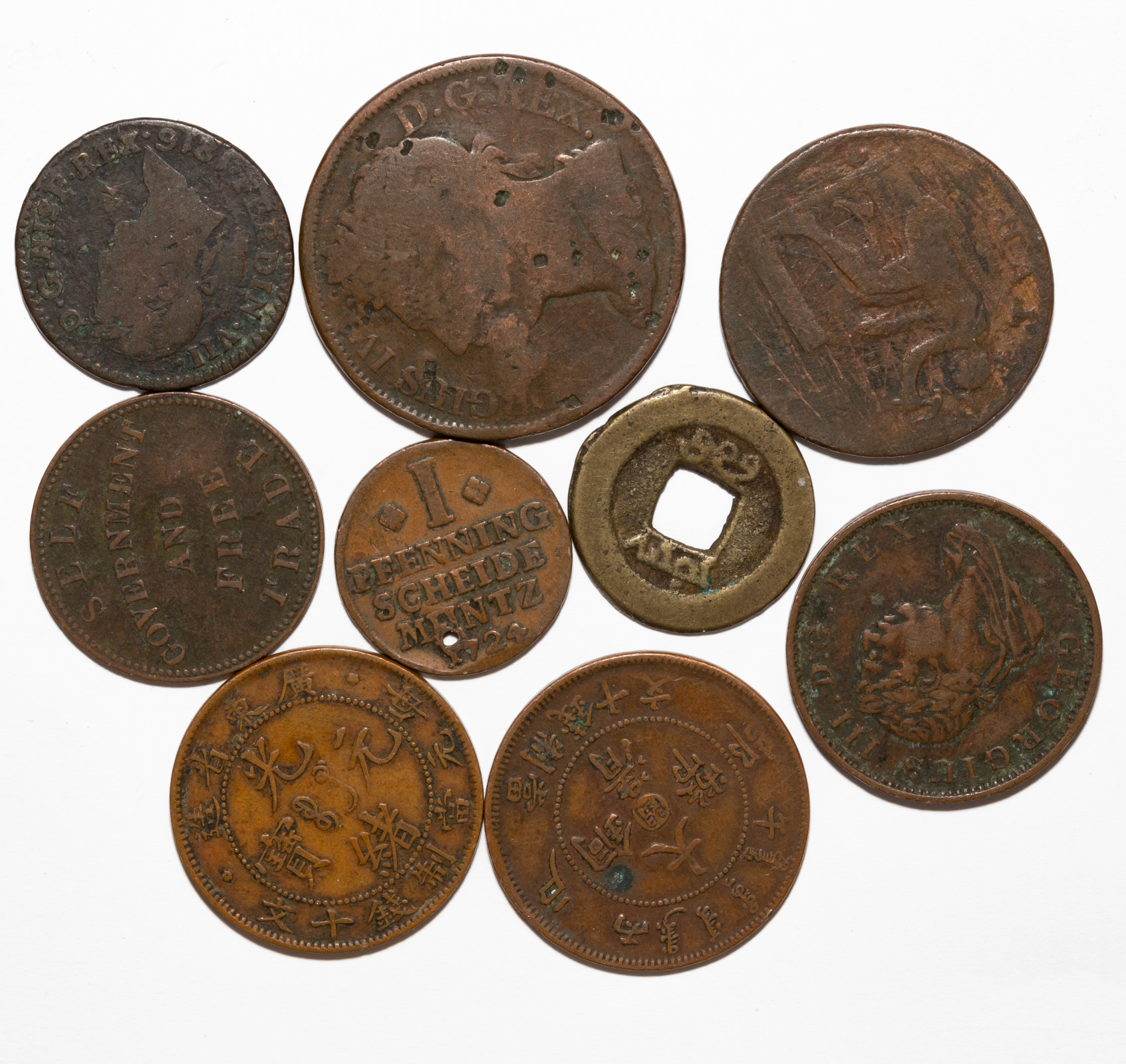 Appraisal: NINE INTERESTING WORLD COINS - Pfenning Scheide Munze Brunswick-Wolfenb ttel