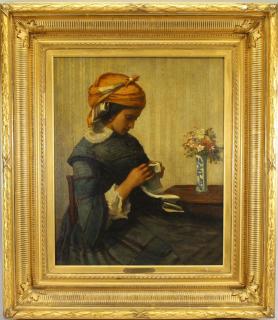 Appraisal: Eugene Smits Belgium - Painting of a young woman reading