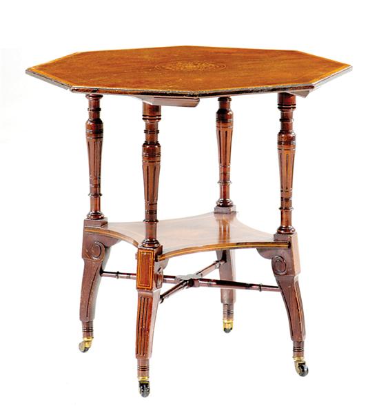 Appraisal: Renaissance Revival inlaid rosewood octagonal lamp table last half th