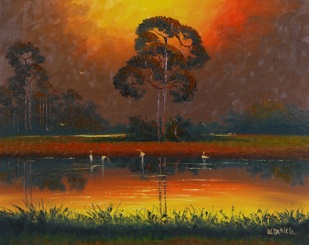 Appraisal: DANIELS Willie American th Century Florida Highwaymen Back Waters Scene