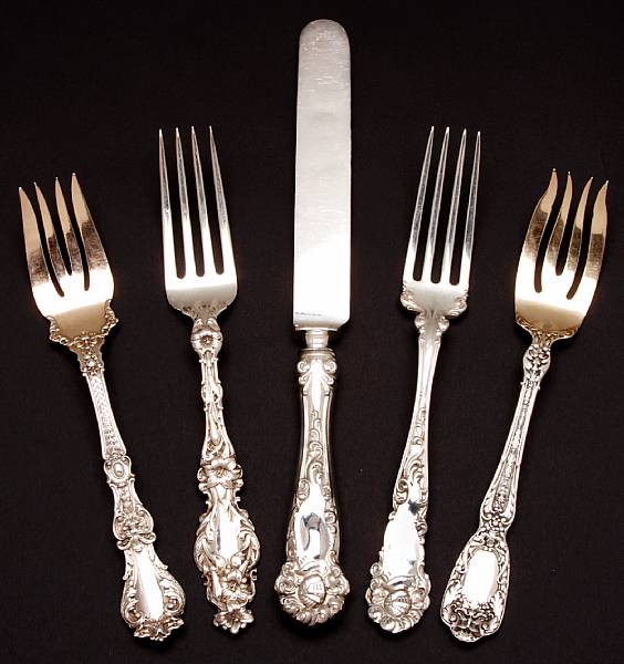 Appraisal: A group of sterling flatware Comprising Florentine fish forks Gorham