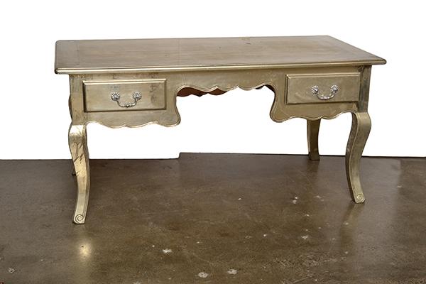 Appraisal: A LOUIS XV STYLE SILVER FOIL OVERLAID DESK the shaped