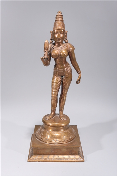 Appraisal: Indian bronze standing deity the object in right hand cracked