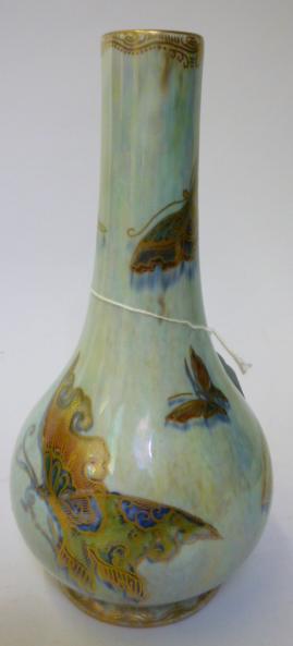 Appraisal: A WEDGWOOD BUTTERFLY LUSTRE BOTTLE VASE printed in colours and