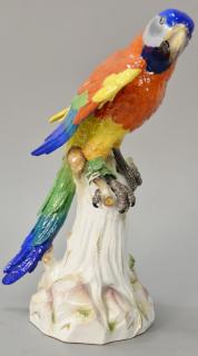 Appraisal: Large Meissen porcelain parrot having bright plumage perched on a