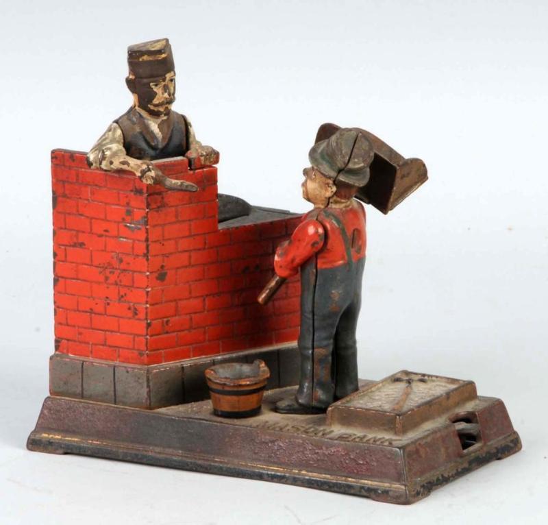 Appraisal: Cast Iron Mason Mechanical Bank Description Manufactured by Shepard Hardware