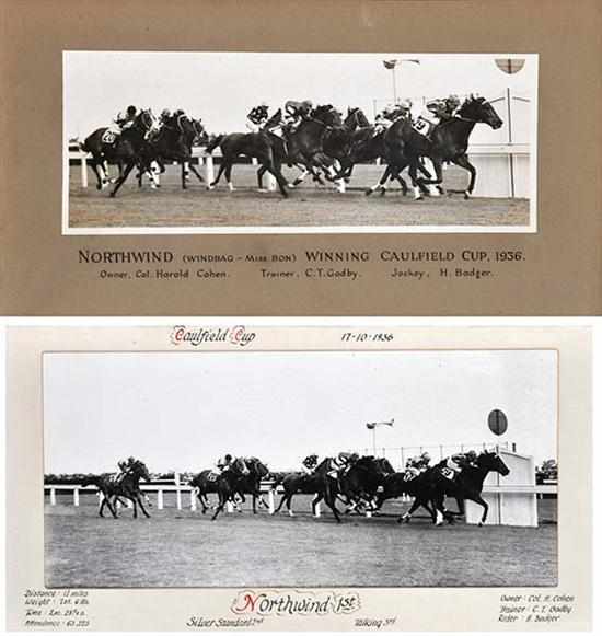 Appraisal: TWO PHOTOGRAPHS OF THE CAULFIELD CUP FINISH WON BY NORTHWIND