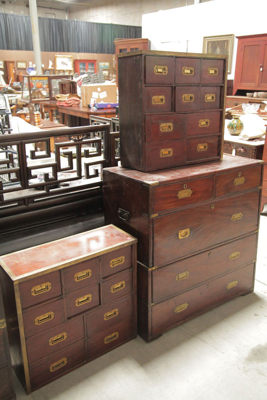 Appraisal: THREE SEA CAPTAIN'S CHESTS A pair of small ten drawer