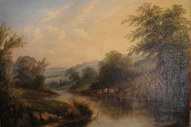 Appraisal: John Mellor British th Century Cattle watering by the river