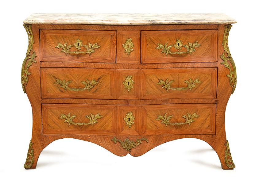 Appraisal: A LOUIS XV STYLE GILT METAL MOUNTED KINGWOOD COMMODE with