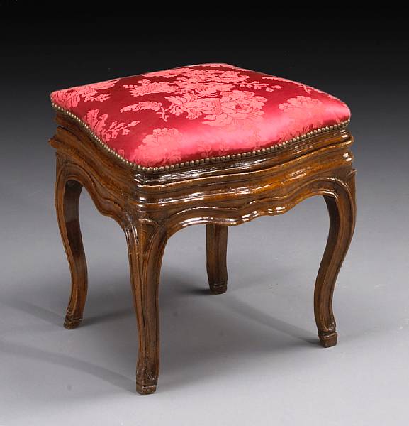 Appraisal: A Louis XV walnut folding tabouret mid th century The