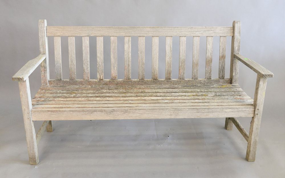 Appraisal: Teak Outdoor Bench length inches Teak Outdoor Bench length inches