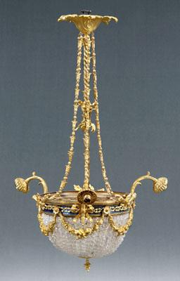 Appraisal: Louis XVI style chandelier bronze dor eacute frame with three