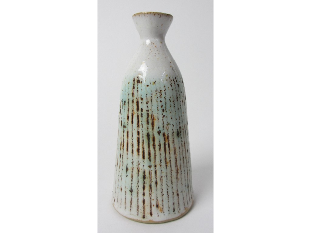 Appraisal: A Lucie Rie stoneware tapering cylindrical vase with narrow neck