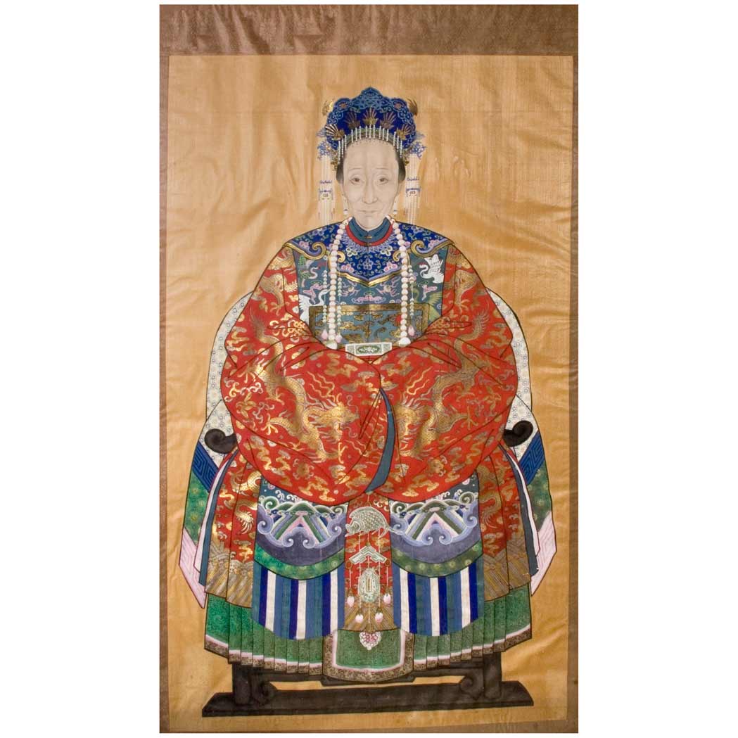 Appraisal: Chinese Ancestral Portrait Height inches width inches