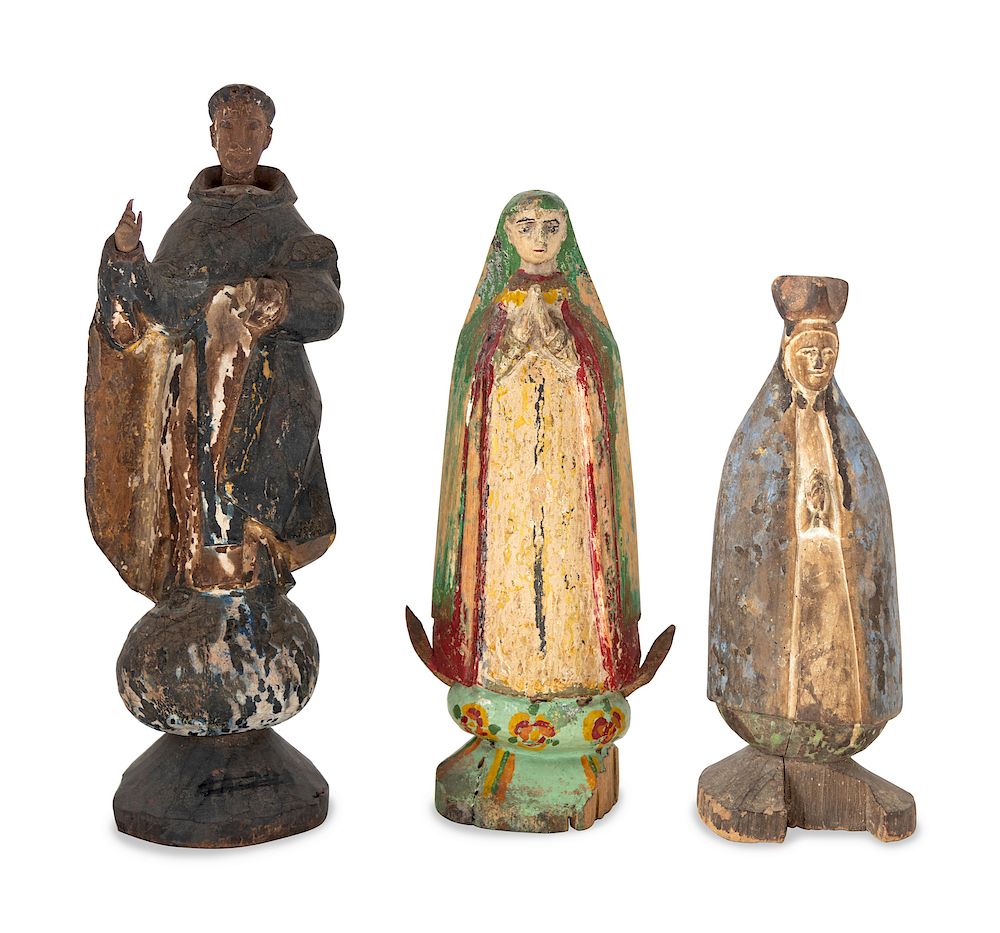 Appraisal: A Group of Three Saint Figures Height of tallest inches